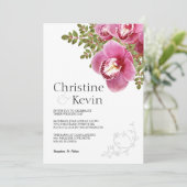 Faire-part de mariage d'orchidée rose (Debout devant)