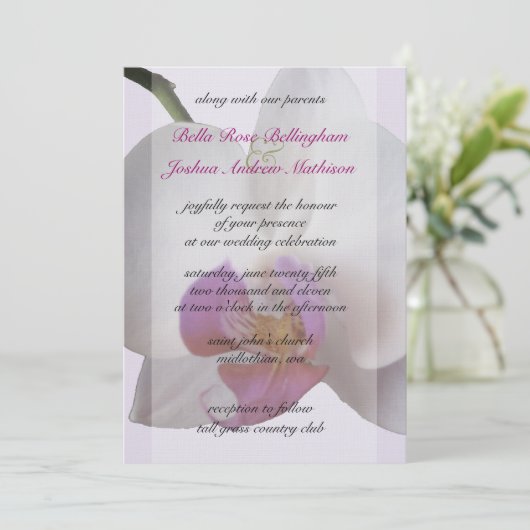 Faire-part de mariage d'orchidée rose (Debout devant)