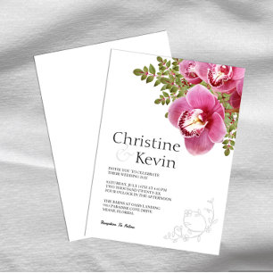 Faire-part de mariage d'orchidée rose