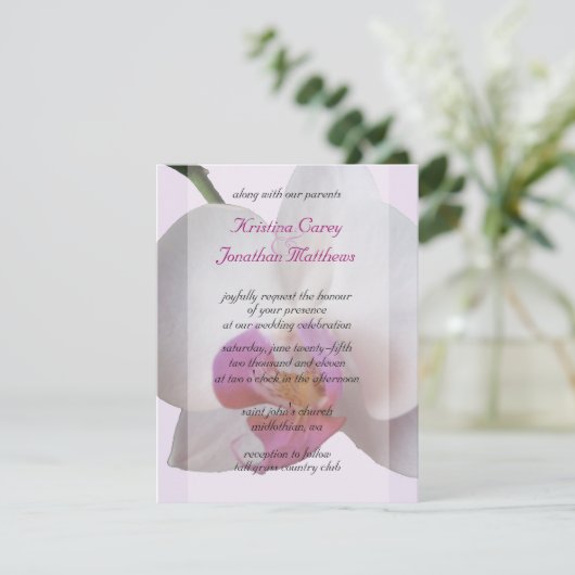Faire-part de mariage d'orchidée rose (Debout devant)
