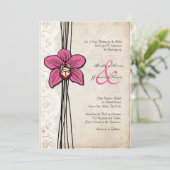 Faire-part de mariage d'orchidée rose Vintage (Debout devant)