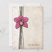 Faire-part de mariage d'orchidée rose Vintage (Dos)