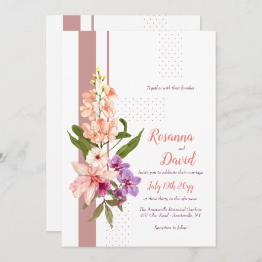 Faire-part de mariage d'orchidées (Devant / Derrière)