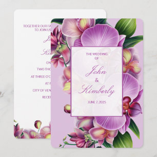 Faire-part de mariage d'orchidées florales pourpre