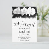 Faire-part de mariage d'orchidées noir blanc (Debout devant)