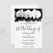 Faire-part de mariage d'orchidées noir blanc (Devant / Derrière)