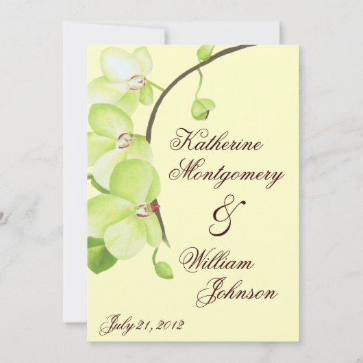 faire-part de mariage d'orchidées vertes (Devant)