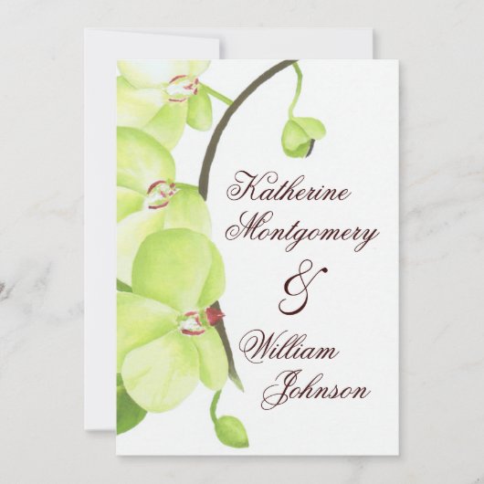 faire-part de mariage d'orchidées vertes (Devant)