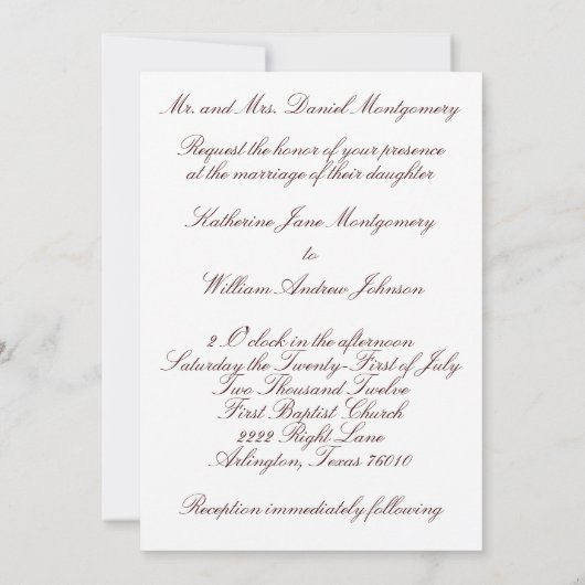 faire-part de mariage d'orchidées vertes (Dos)