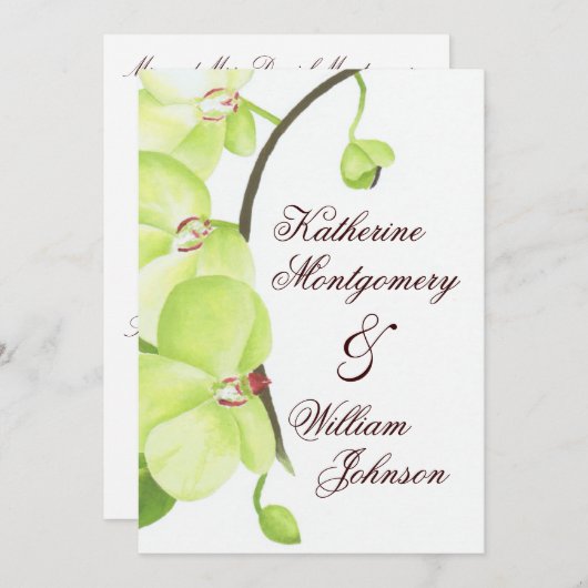 faire-part de mariage d'orchidées vertes (Devant / Derrière)