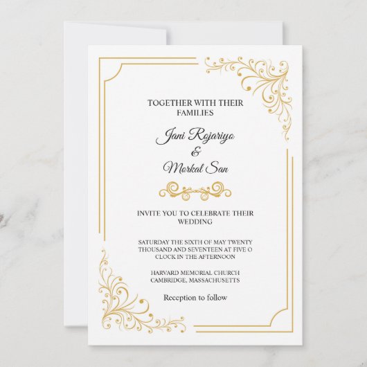 Faire-part de mariage doré (Devant)