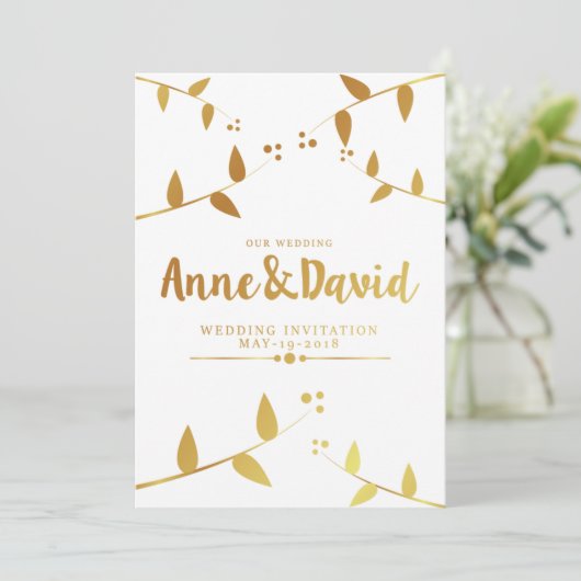 Faire-part de mariage doré (Debout devant)