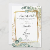 Faire-part de mariage doré à la verdure d'eucalypt (Devant)