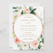Faire-part de mariage doré avec blush géométrique (Devant)