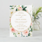 Faire-part de mariage doré avec blush géométrique (Debout devant)