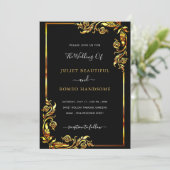 Faire-part de mariage doré de luxe (Debout devant)