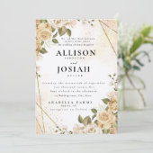 Faire-part de mariage doré élégant et animé (Debout devant)