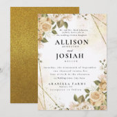 Faire-part de mariage doré élégant et animé (Devant / Derrière)