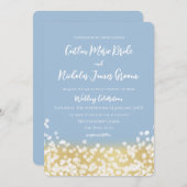 Faire-part de mariage doré et bleu étincelant (Devant / Derrière)