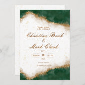Faire-part de mariage doré et vert (Devant / Derrière)