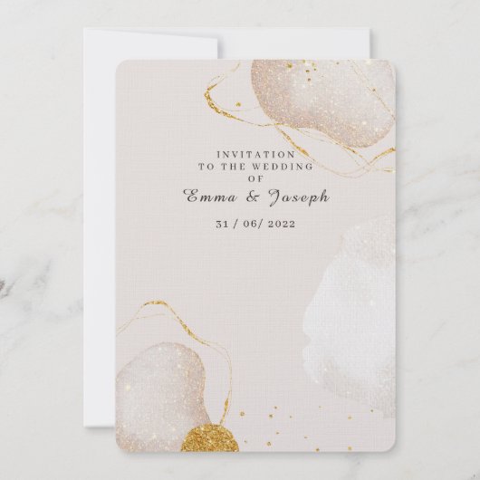 Faire-part de mariage doré rose moderne (Dos)