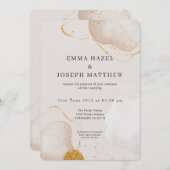 Faire-part de mariage doré rose moderne (Devant / Derrière)