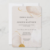 Faire-part de mariage doré rose moderne (Devant)