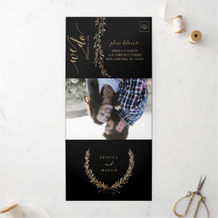 Faire-part de mariage dorée