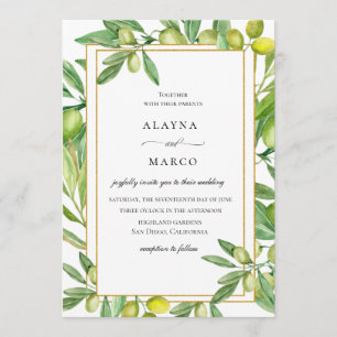 Faire-part de mariage d'ossature or toscane