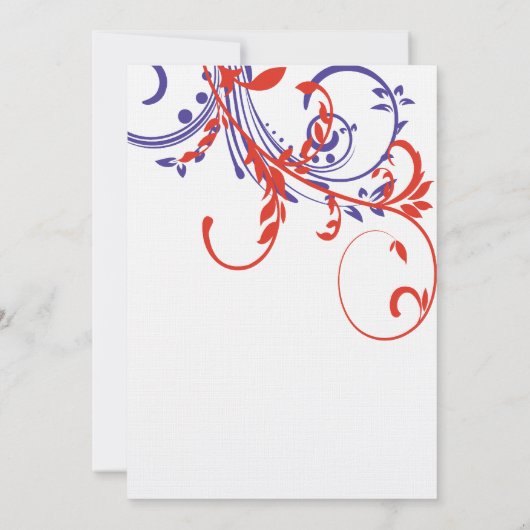 Faire-part de mariage double floral rouge, blanc e (Dos)