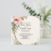 Faire-part de mariage douce, romantique, florale (Debout devant)