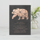 Faire-part de mariage d'ours géométrique rose Gold (Debout devant)