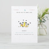 Faire-part de mariage d'ours panda (Debout devant)