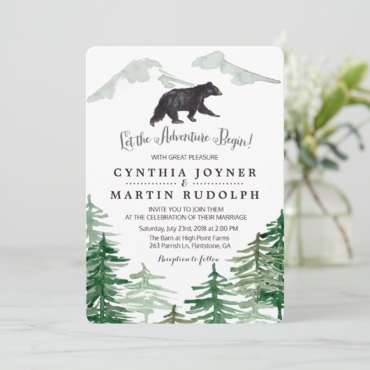 Faire-part de mariage d'ours rustique (Debout devant)