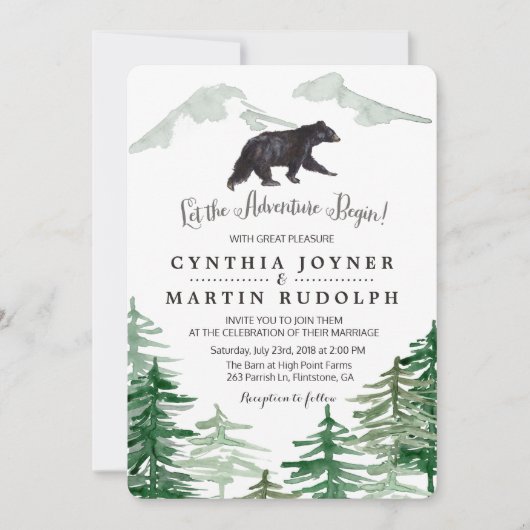 Faire-part de mariage d'ours rustique (Devant)