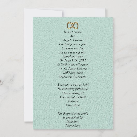 Faire-part de mariage Dove aqua et blanc (Dos)