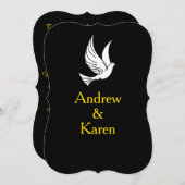 Faire-part de mariage Dove Black & Gold (Devant / Derrière)