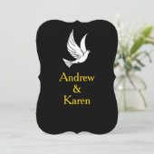 Faire-part de mariage Dove Black & Gold (Debout devant)