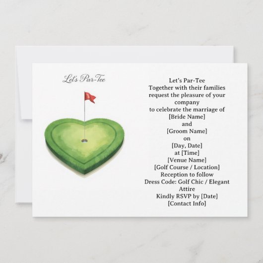 Faire-part de mariage drapeau de golf sur forme de (Dos)