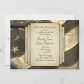 Faire-part de mariage drapeau vintage Sepia USA (Devant)