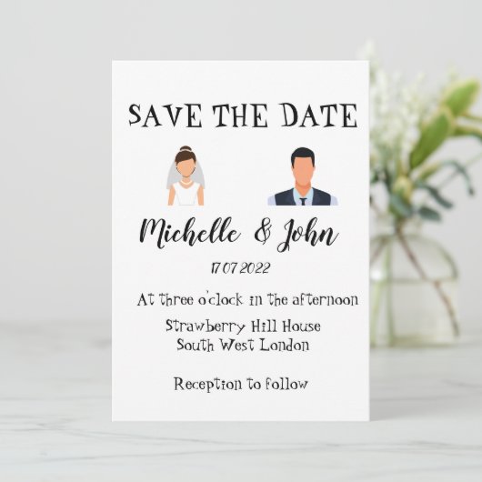 Faire-part de mariage drôle (Debout devant)