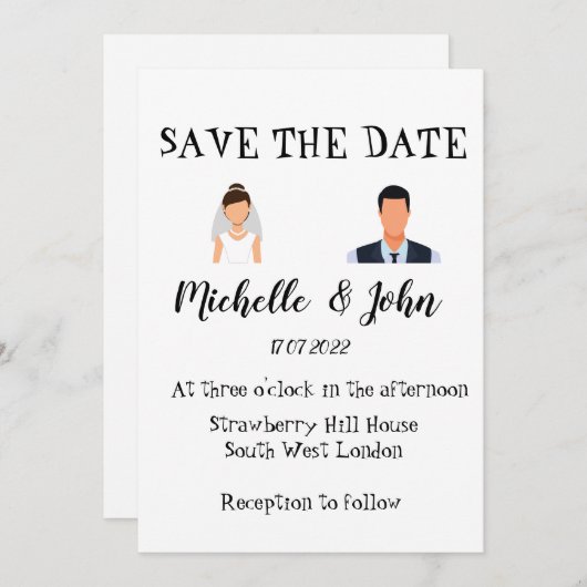 Faire-part de mariage drôle (Devant / Derrière)