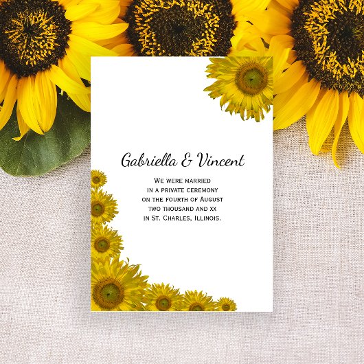 Faire-part de mariage du bord du tournesol