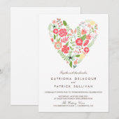 FAIRE-PART DE MARIAGE DU COEUR FLORAL DU PRINTEMPS (Devant / Derrière)