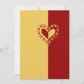 Faire-part de mariage du coeur jaune et rouge (Dos)