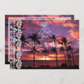 Faire-part de mariage du coucher de soleil tropica (Devant / Derrière)