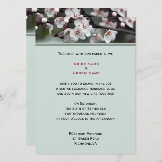 faire-part de mariage du couple (Devant / Derrière)