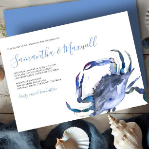 Faire-part de mariage du crabe côtier bleu aquarel