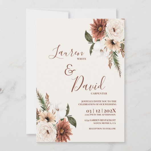 Faire-part de mariage du désert de Boho (Devant)