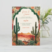 Faire-part de mariage du désert de cactus mexicain (Debout devant)